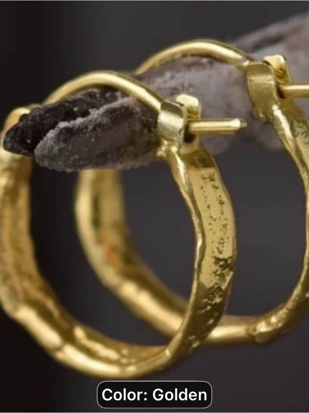 Golden Textured Hoop Earrings - Women Jewelry